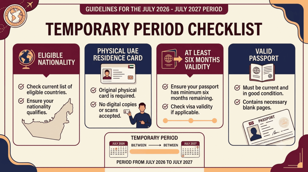 Checklist for Armenia visa-free entry using a UAE residence permit