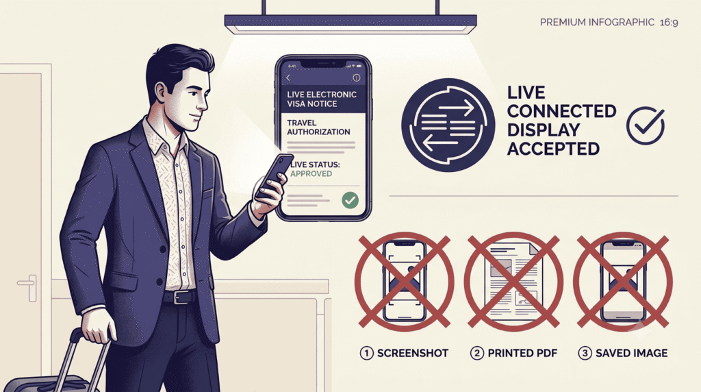 raveller displaying the live Japan Visa Issuance Notice on a smartphone