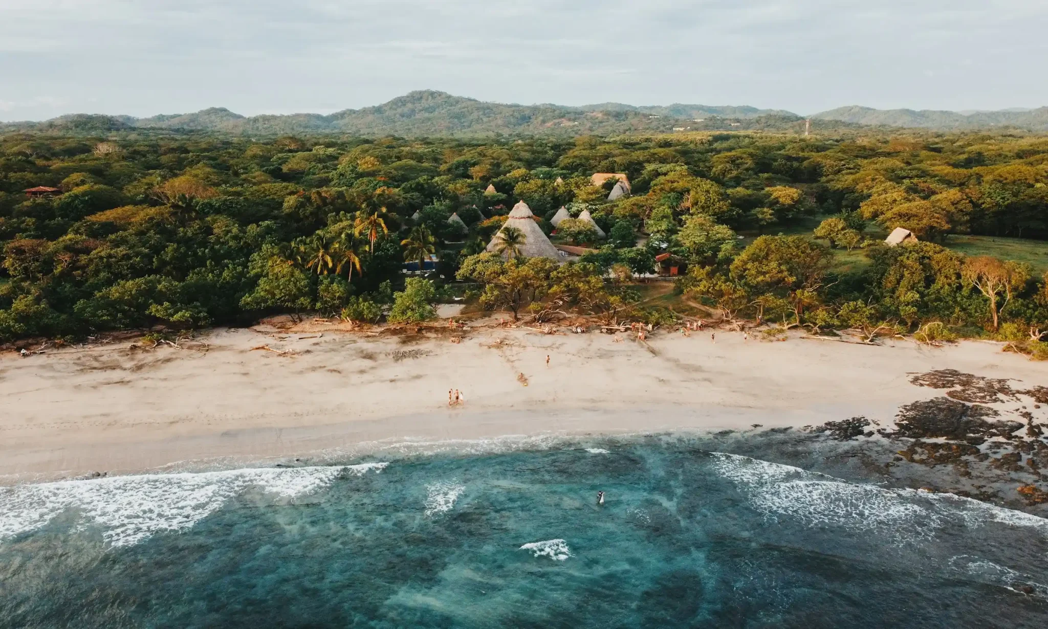 Aerial view of a Guanacaste beach on the north Pacific coast of Costa Rica