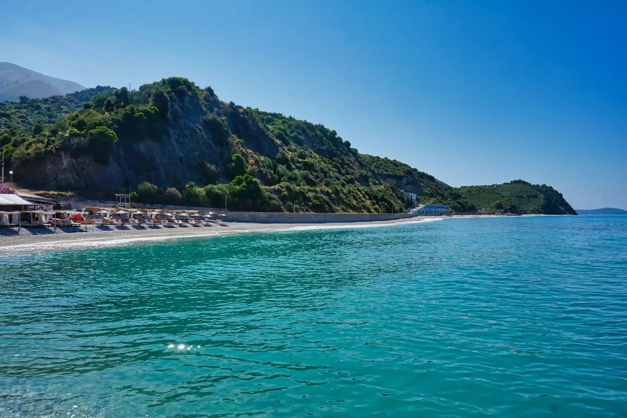 Beach on the Albanian Riviera, one of the cheapest countries to visit in Europe