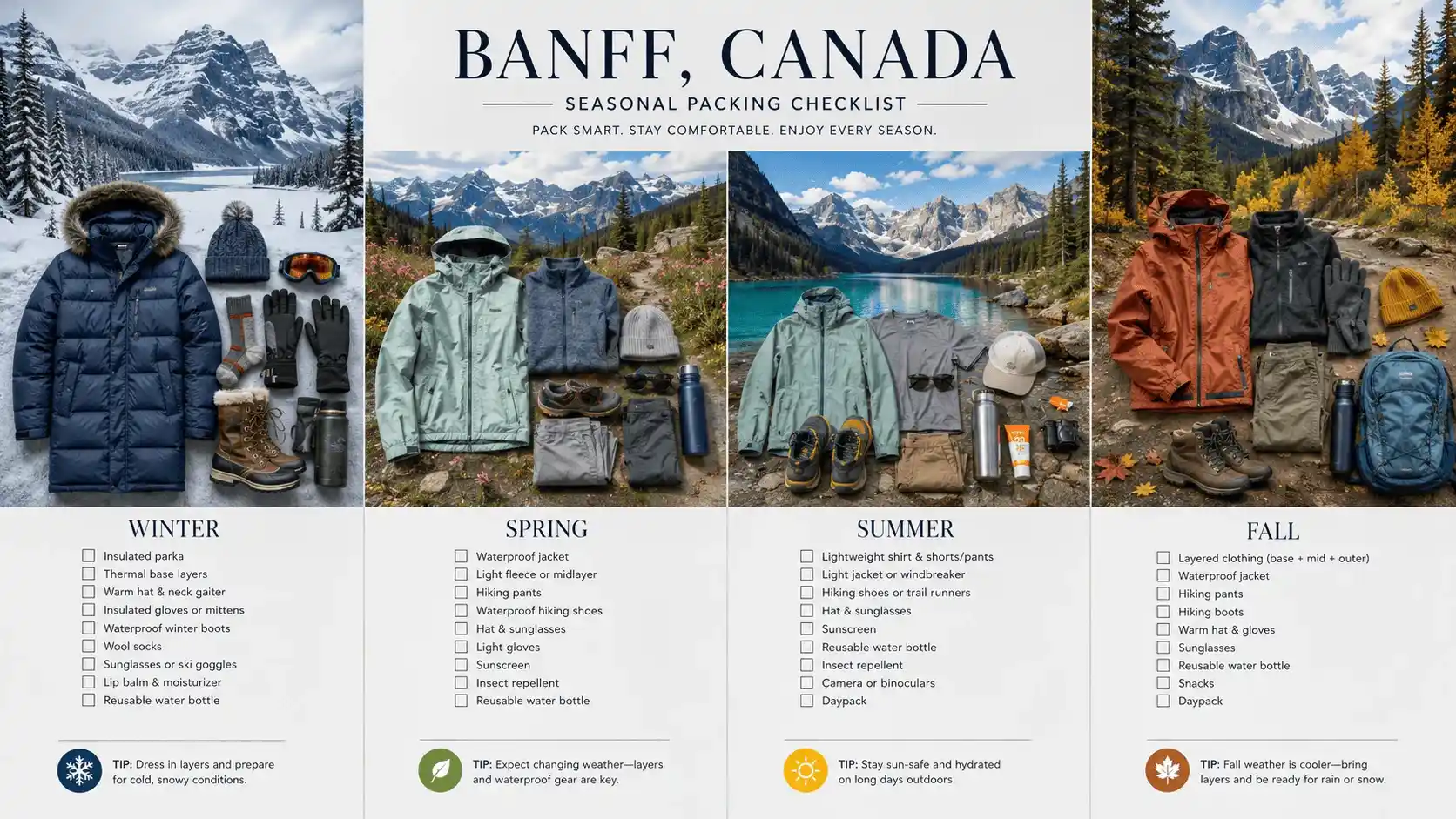 Banff Packing List by Season
