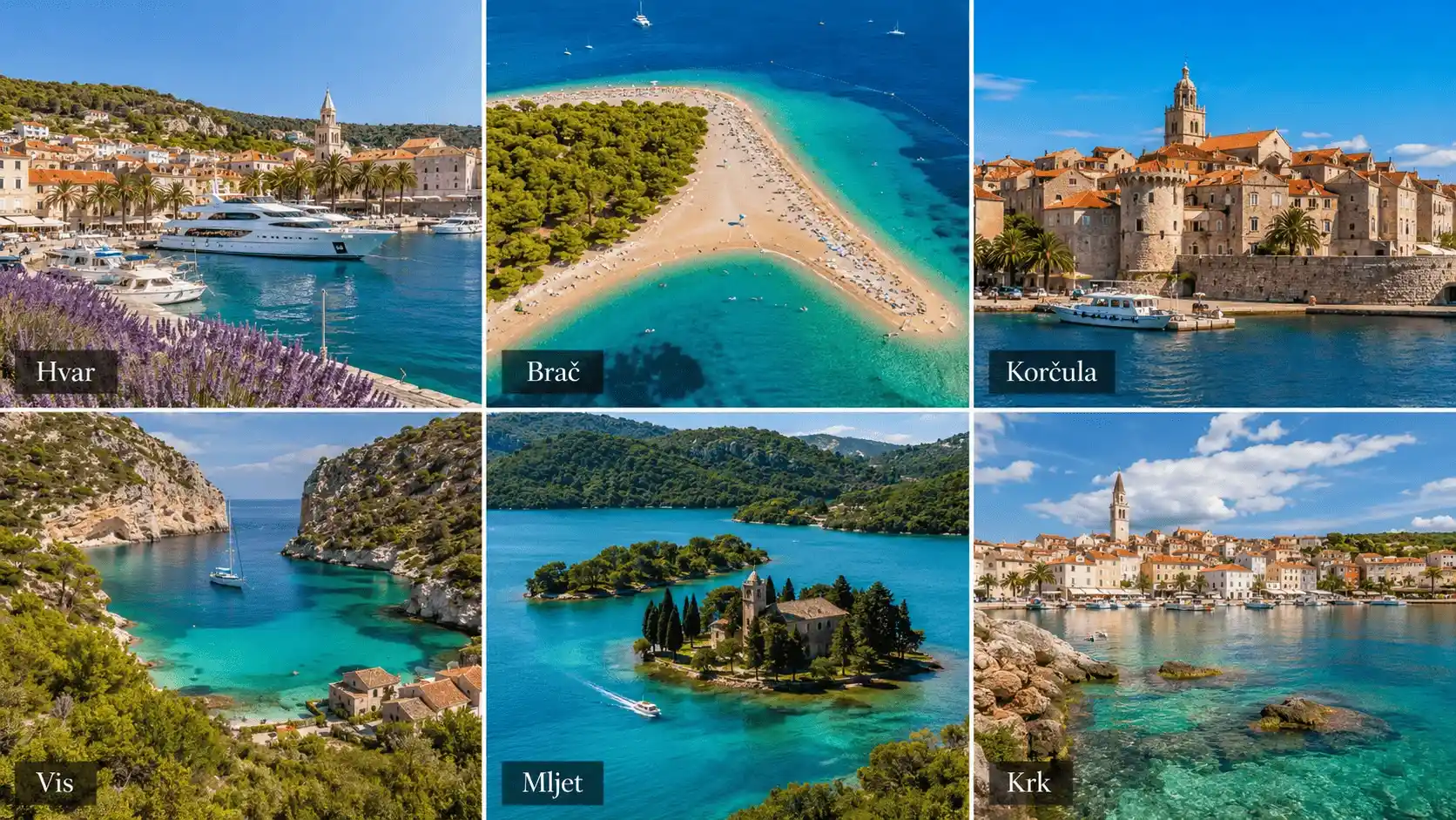 Comparison table of the best Croatian islands to visit
