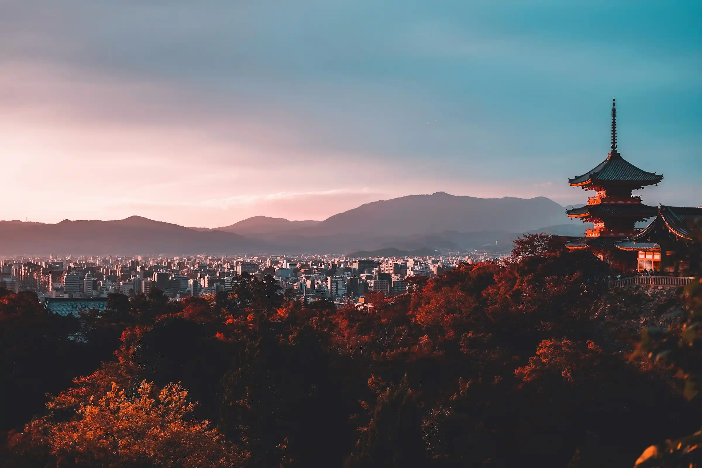 Japanese temple and garden landscape in early summer