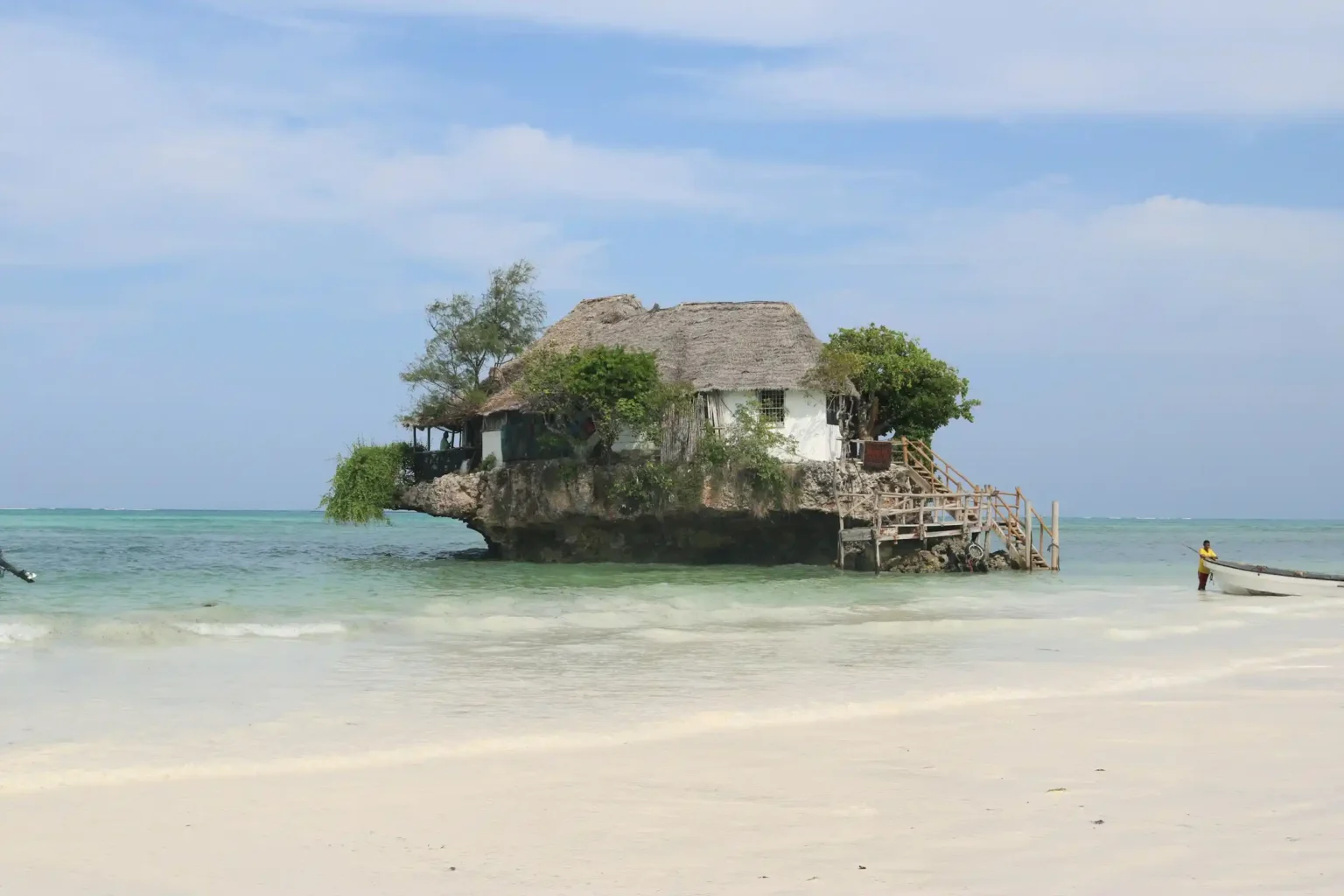 Michamvi Kae peninsula in Zanzibar with a narrow beach between ocean and mangroves