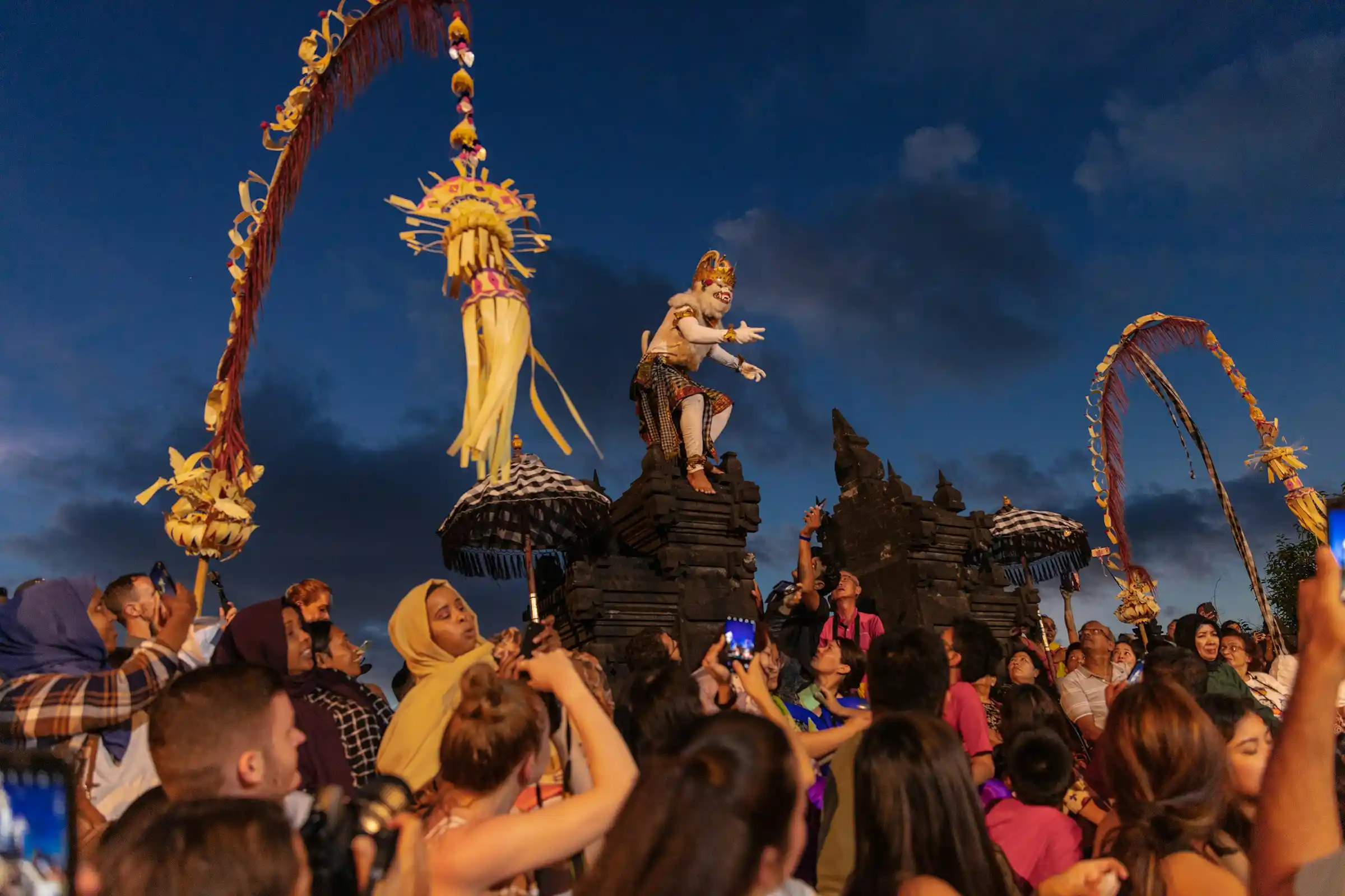 Uluwatu temple on a clifftop at sunset, Bali