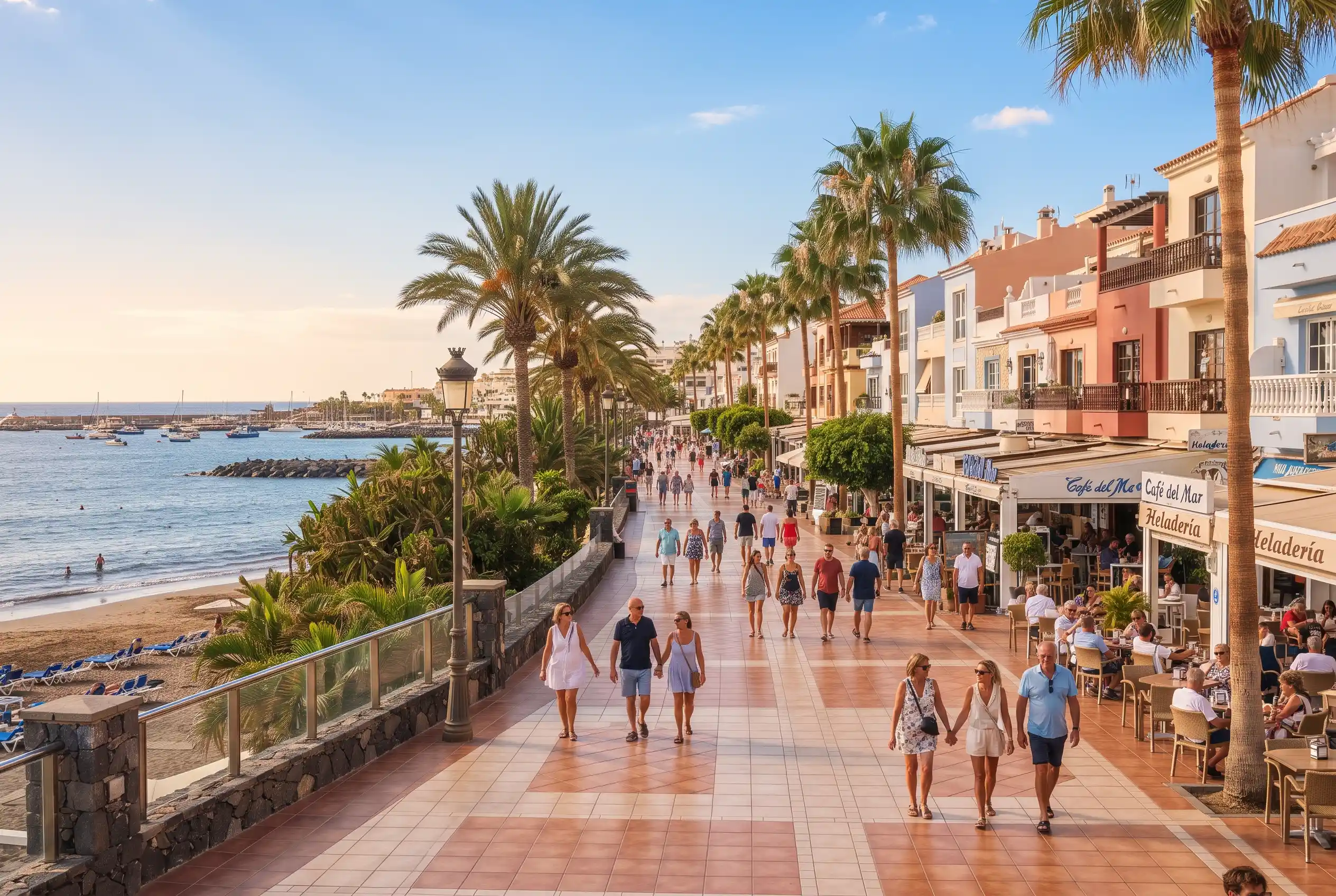 A sunny Mediterranean coastline with calm sea and quiet beaches in November