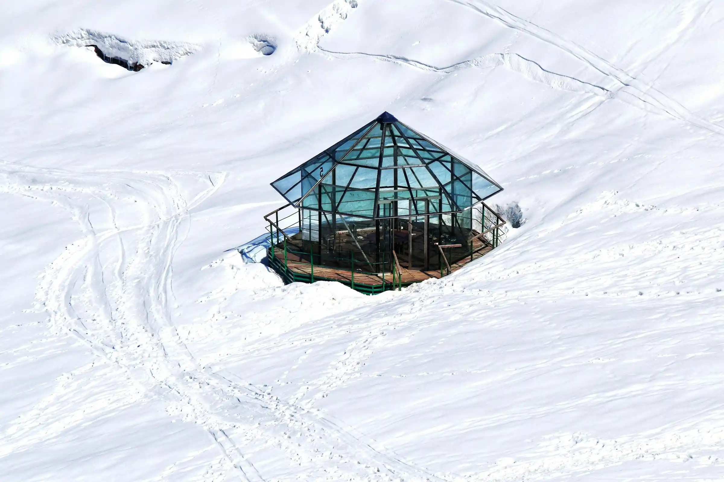 The Auli Ropeway cable car climbing above Joshimath toward the slopes