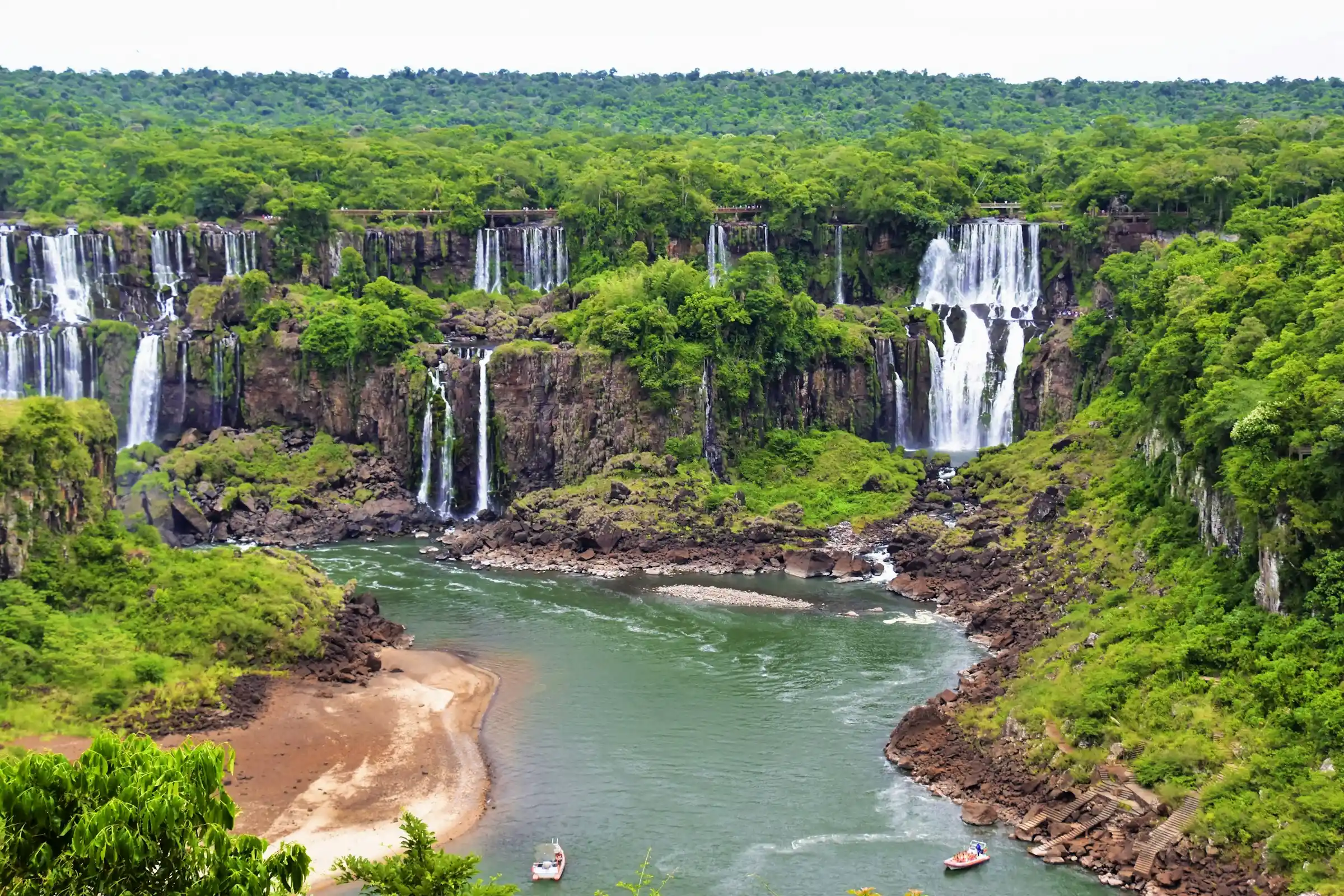 A walkway leading toward the Devil's Throat at Iguazu Falls on the Argentine side