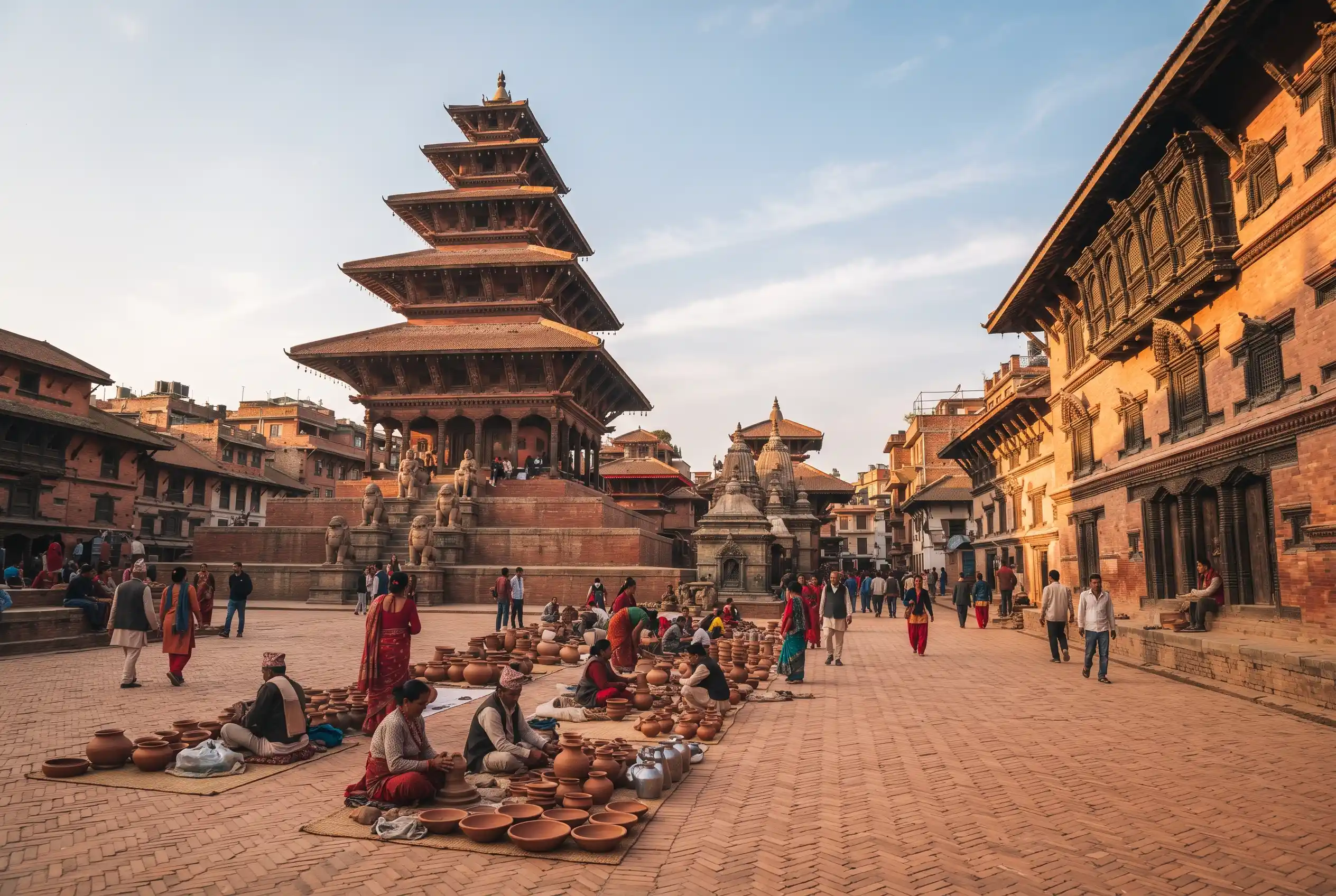 Bhaktapur Durbar Square with Nyatapola Temple and 55-Window Palace