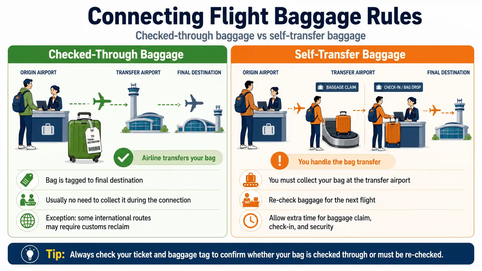 Connecting Flight Baggage Rules