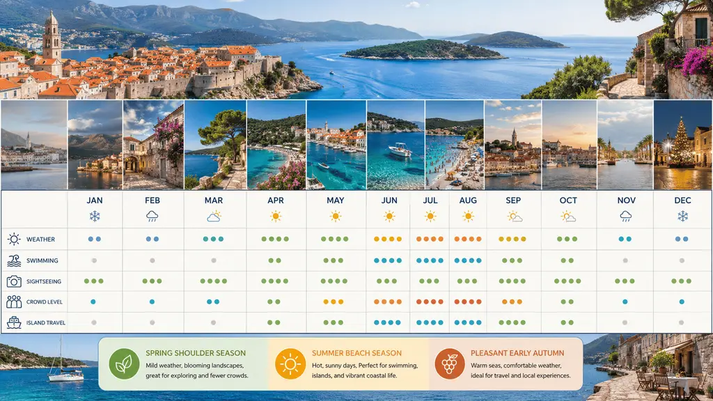 Croatia coastline across the seasons