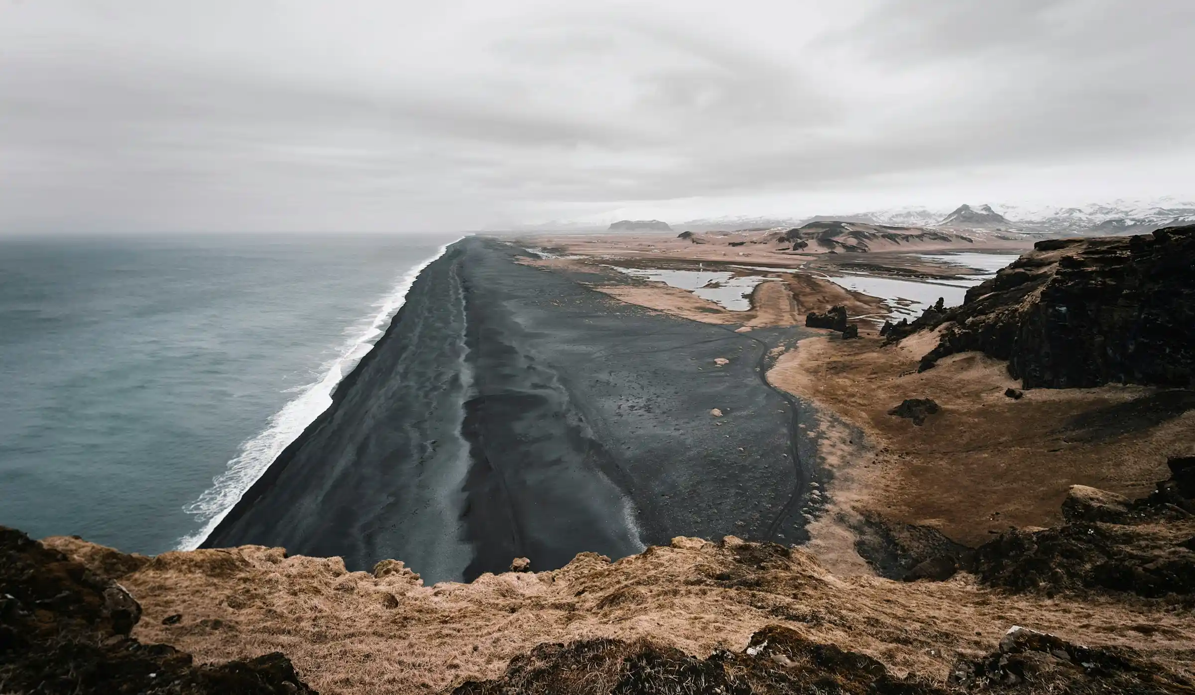 The Vestrahorn mountain rising behind black sand dunes at Stokksnes in Iceland
