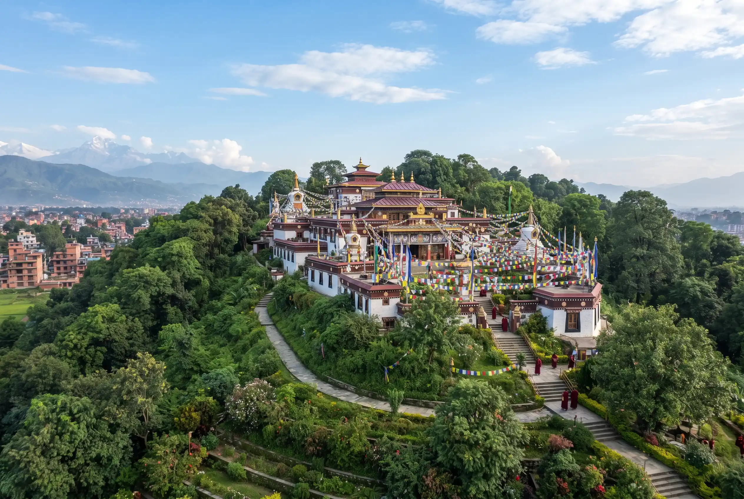 Kopan Buddhist Monastery on the hilltop north of Boudhanath