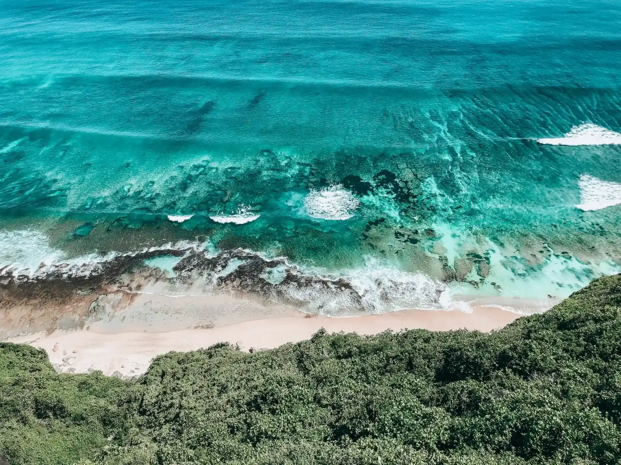Sandy coastline stretching from Kuta Beach toward Legian and Seminyak Bali