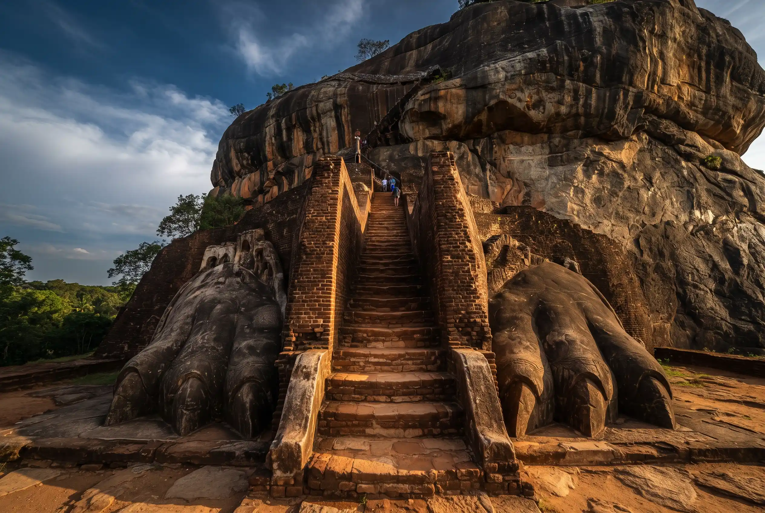 The giant carved lion paws at the Lion Gate of Sigiriya