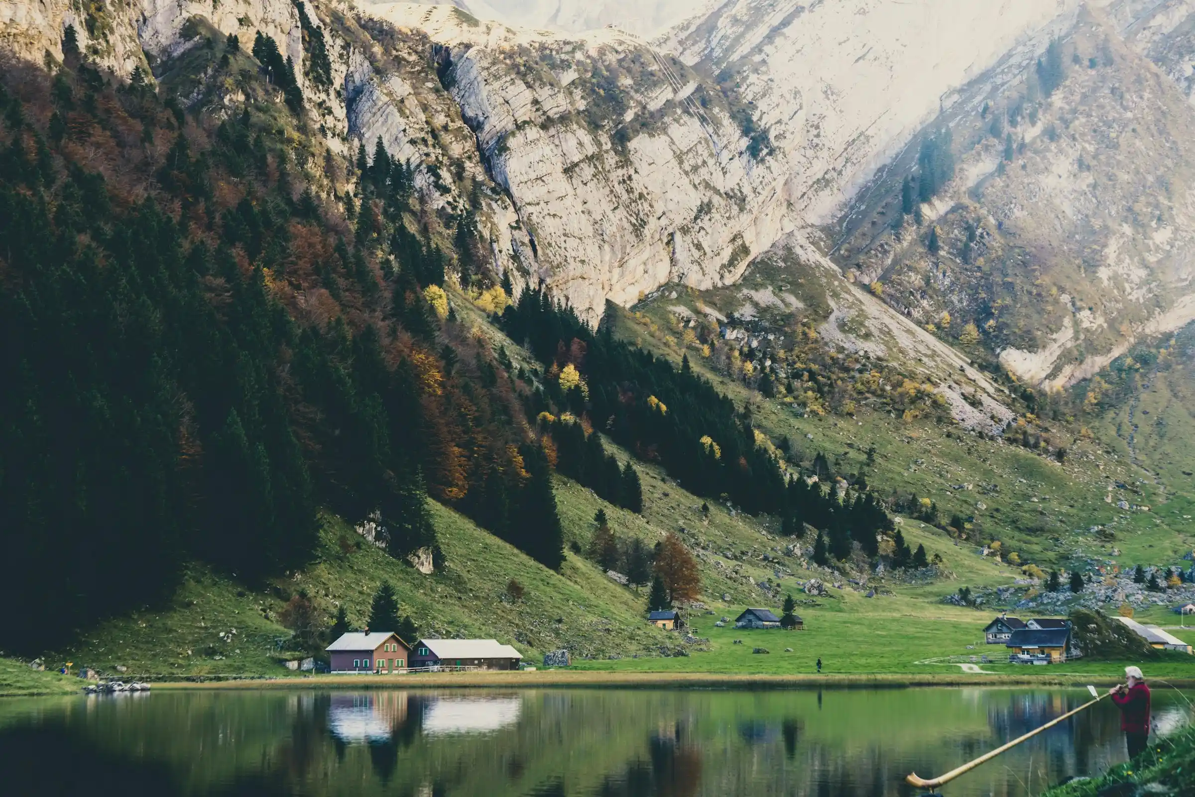 A hiking trail leading toward the Matterhorn above Zermatt in the Swiss Alps