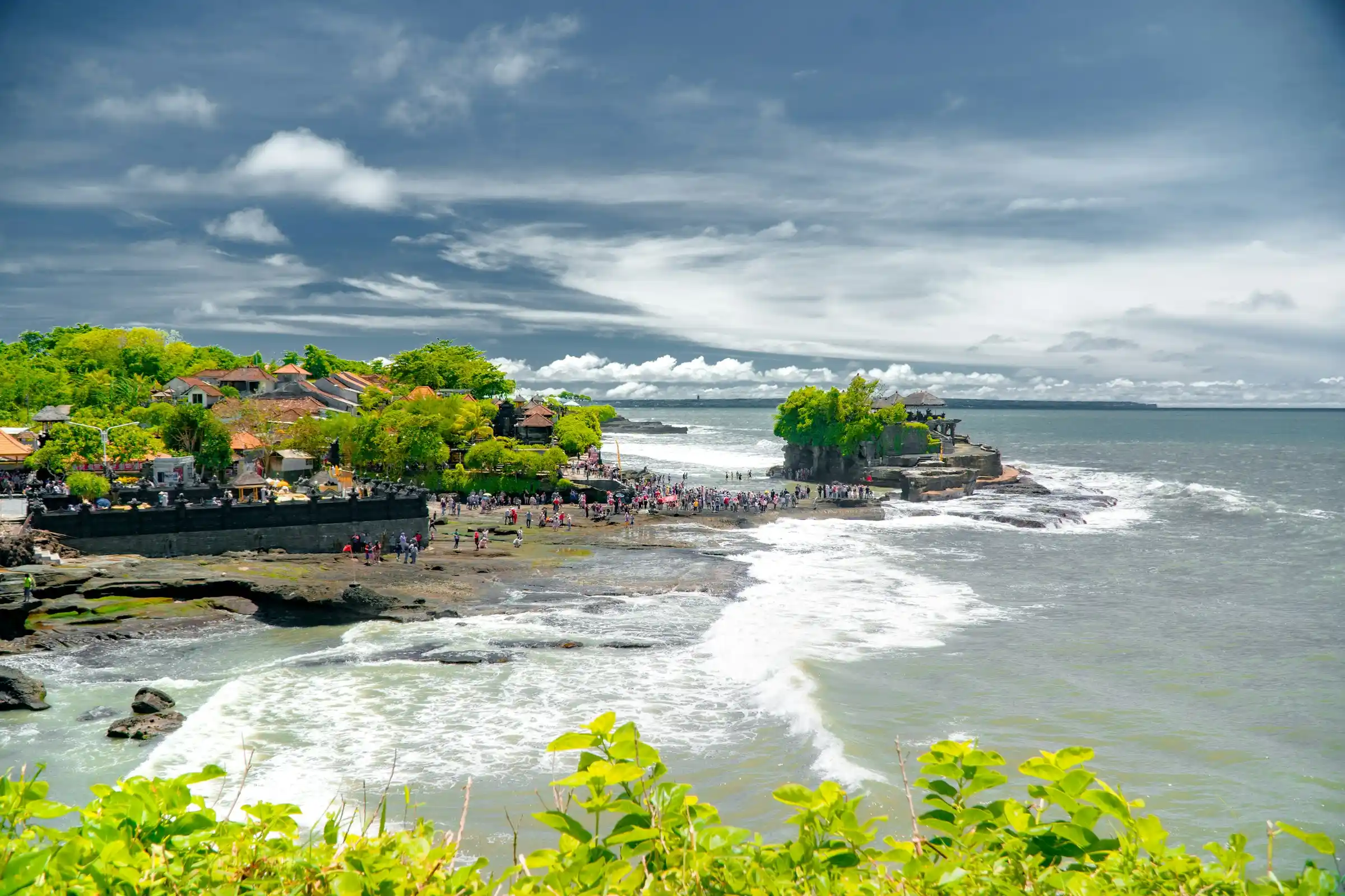 Tanah Lot temple silhouetted at sunset, Bali