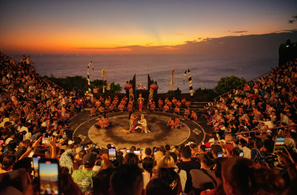 Pura Luhur Uluwatu on the clifftop at golden hour, Bali