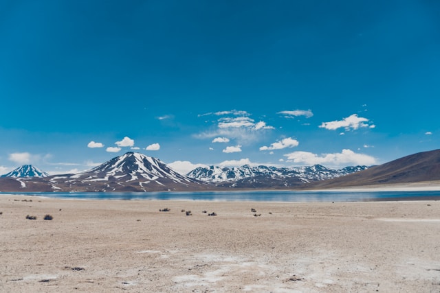 Panoramic view of the Bolivian Altiplano with snow-capped Andes mountains